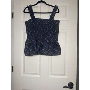 Universal Thread Smocked Peplum Tank Top Xl Multicolor Floral Nwt